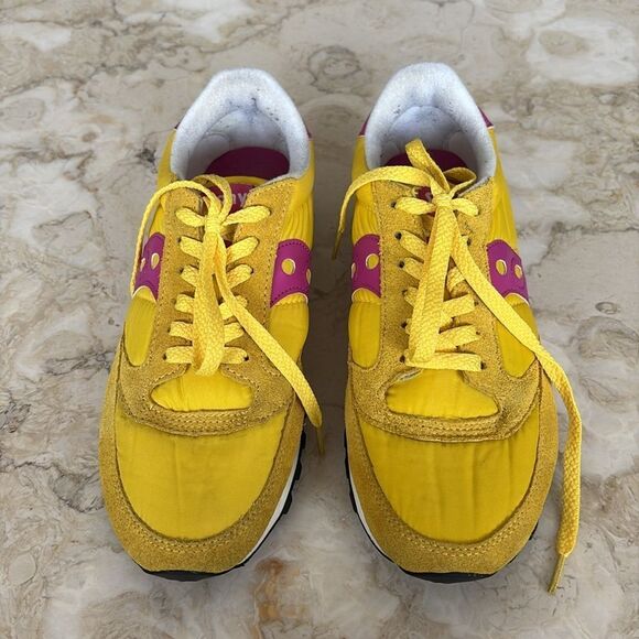 SAUCONY Jazz Original Retro Classic Sneakers Running Shoes Yellow & Pink - Picture 4 of 13